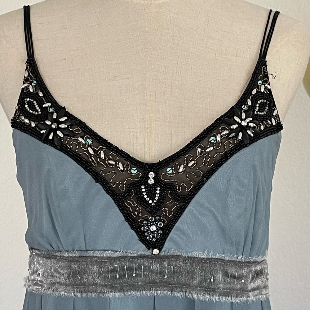 SOLD Vintage Y2K Sue Wong Fairy Beaded Embellished Silk Midi Dress - Picture 5 of 12